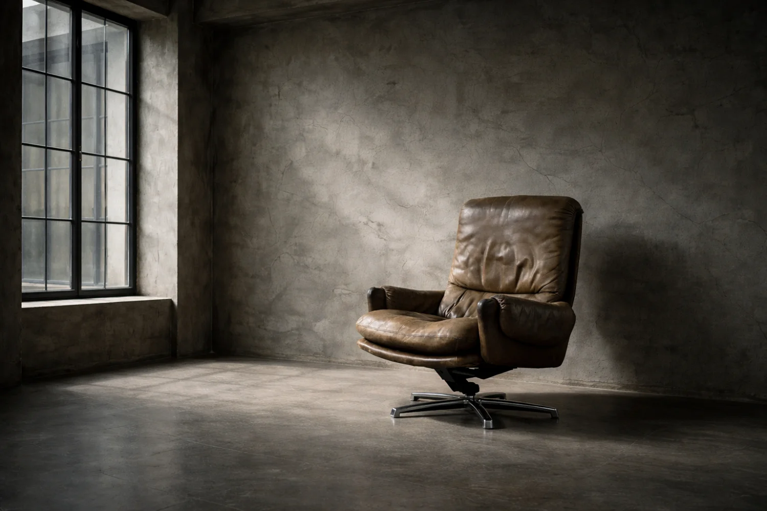 Leather swivel armchair, Musterring, Germany, 1960s