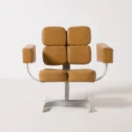 Brutalist swivel armchair, Czechoslovakia, 1970s