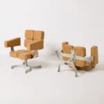 Brutalist swivel armchair, Czechoslovakia, 1970s