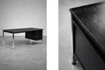 Minimalist oak desk with chrome base, Denmark, 1970s