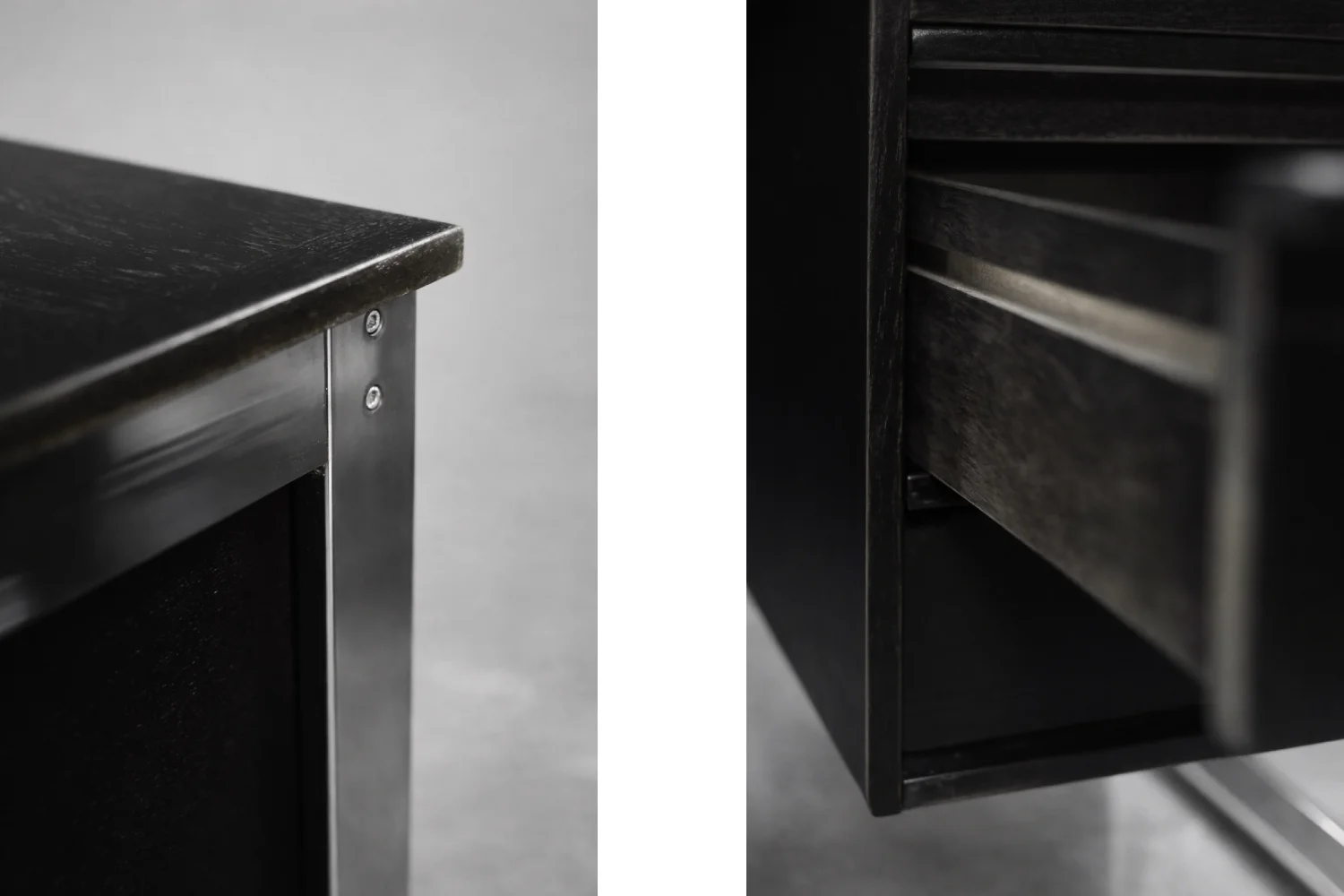 Minimalist oak desk with chrome base, Denmark, 1970s
