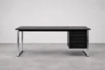 Minimalist oak desk with chrome base, Denmark, 1970s