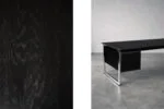 Minimalist oak desk with chrome base, Denmark, 1970s