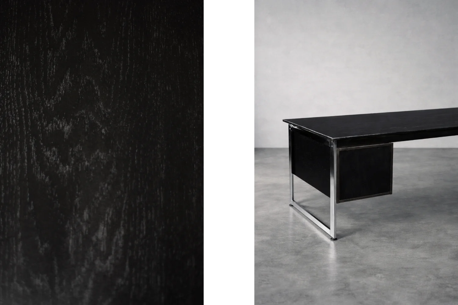 Minimalist oak desk with chrome base, Denmark, 1970s
