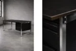 Minimalist oak desk with chrome base, Denmark, 1970s