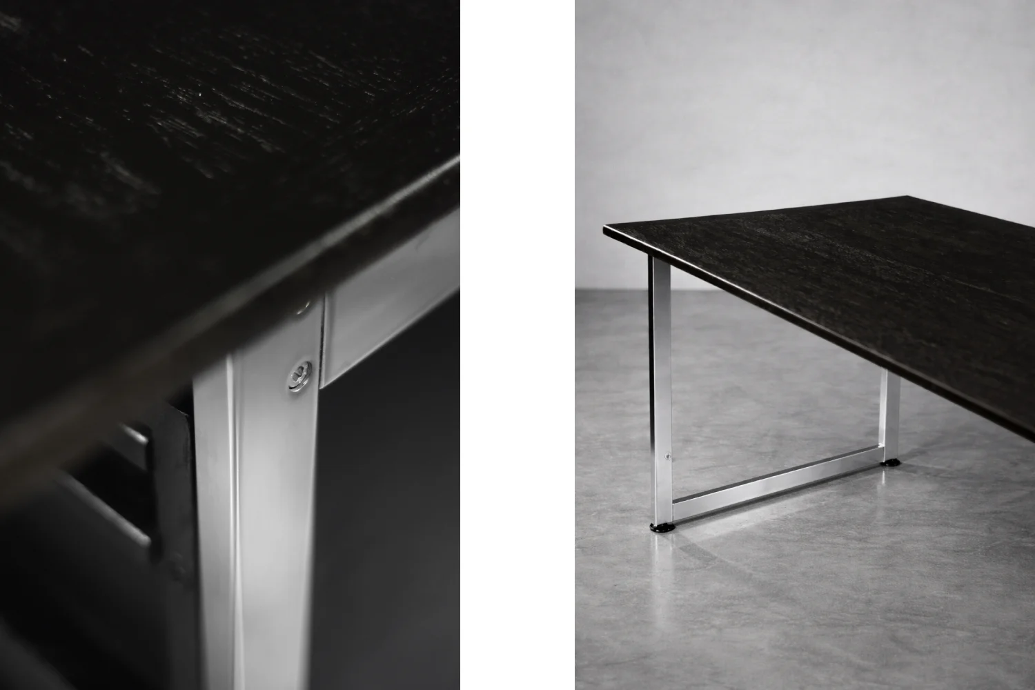 Minimalist oak desk with chrome base, Denmark, 1970s