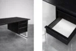 Minimalist oak desk with chrome base, Denmark, 1970s