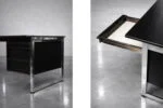 Minimalist oak desk with chrome base, Denmark, 1970s