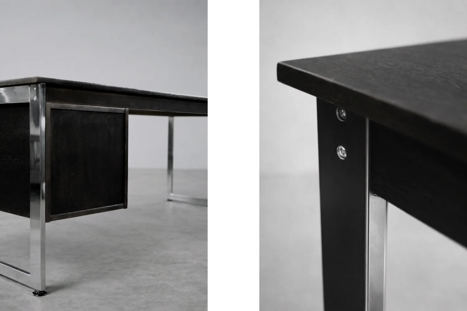 Minimalist oak desk with chrome base, Denmark, 1970s