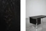 Minimalist oak desk with chrome base, Denmark, 1970s