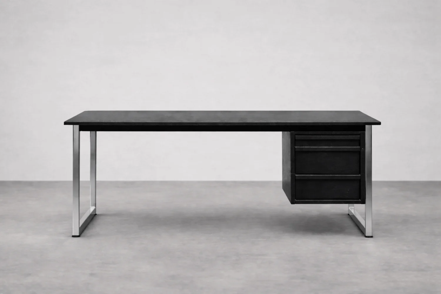 Minimalist oak desk with chrome base, Denmark, 1970s