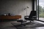 Modernist swivel armchair with footstool, Unico, Denmark, 1970s