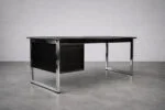 Minimalist oak desk with chrome base, Denmark, 1970s