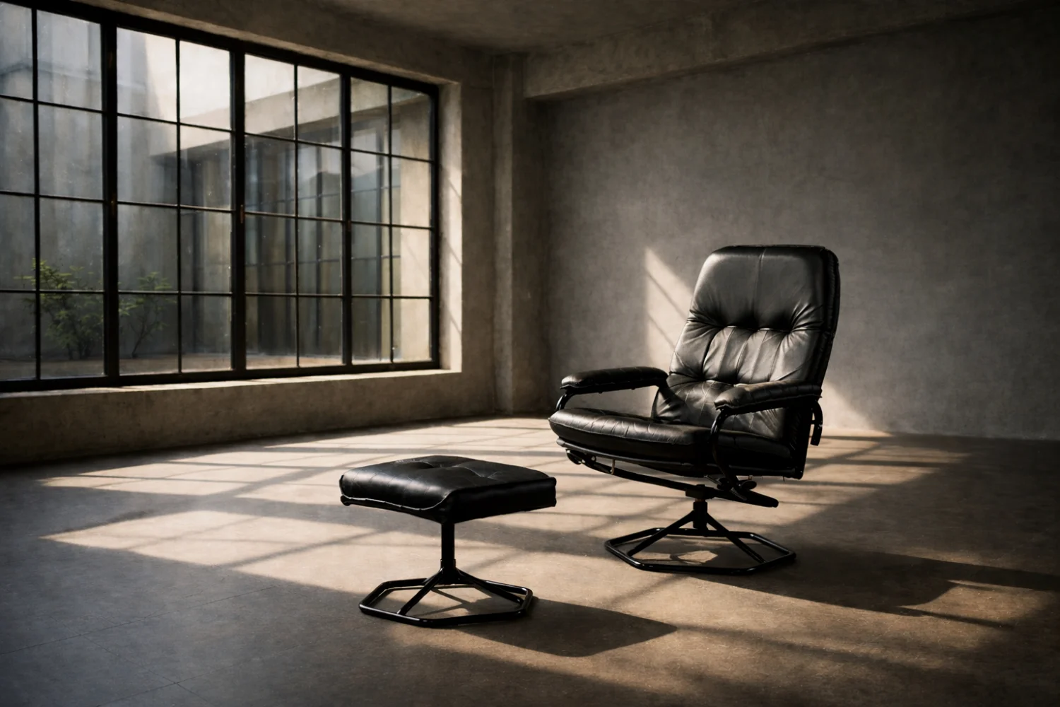 Modernist swivel armchair with footstool, Unico, Denmark, 1970s