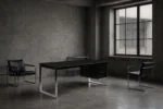 Minimalist oak desk with chrome base, Denmark, 1970s