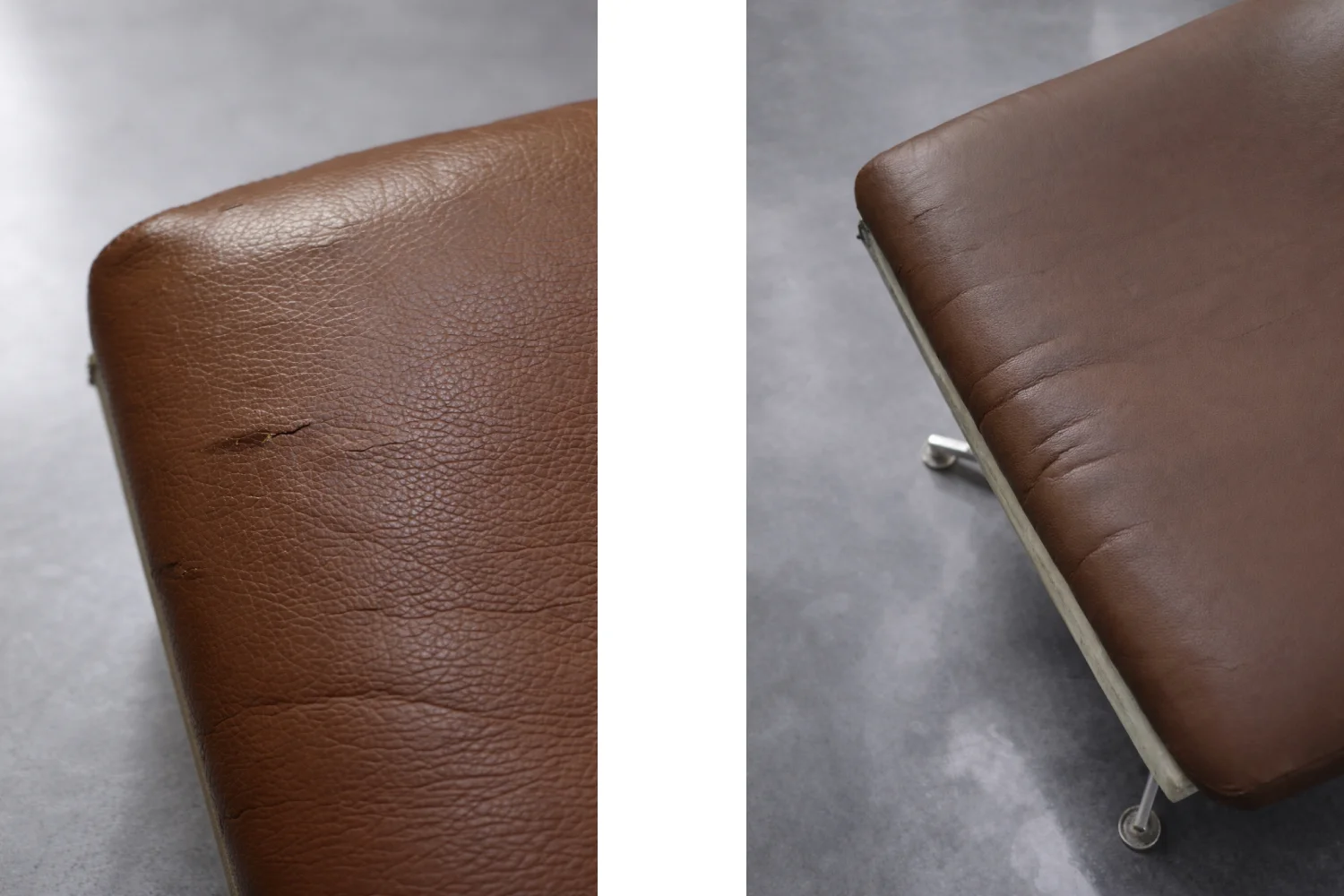 Leather swivel armchair with footstool, Denmark, 1970s