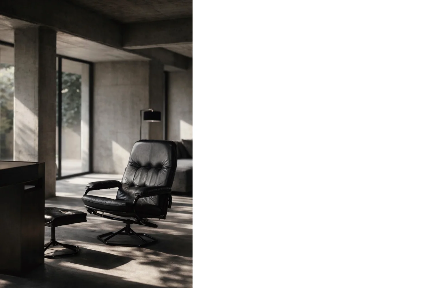 Modernist swivel armchair with footstool, Unico, Denmark, 1970s