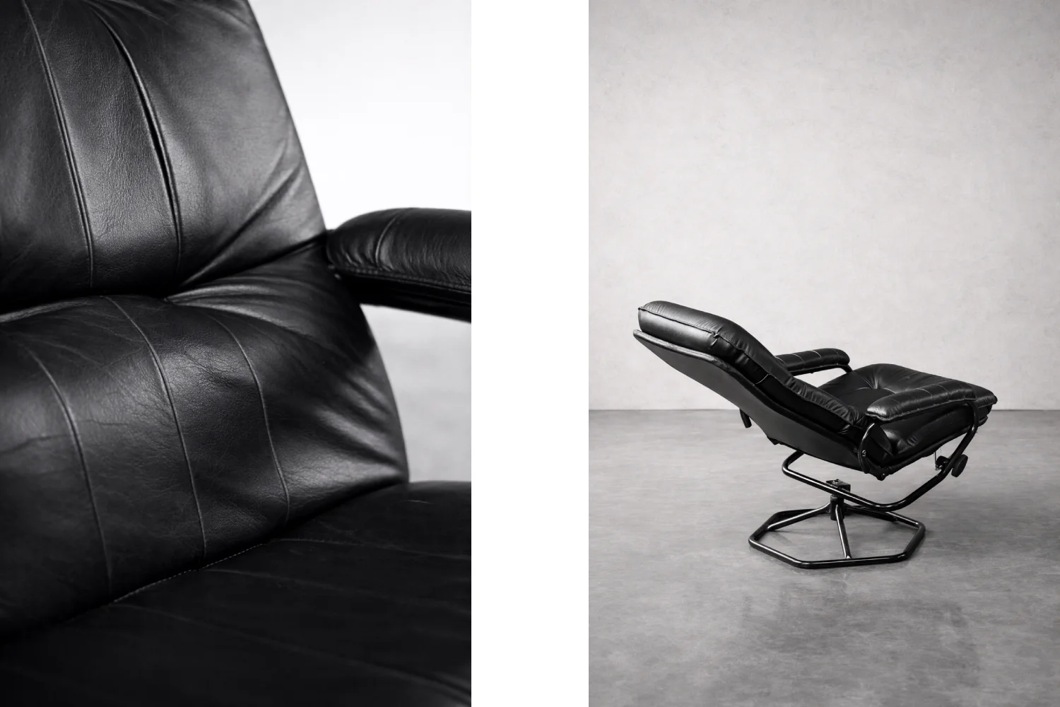 Modernist swivel armchair with footstool, Unico, Denmark, 1970s