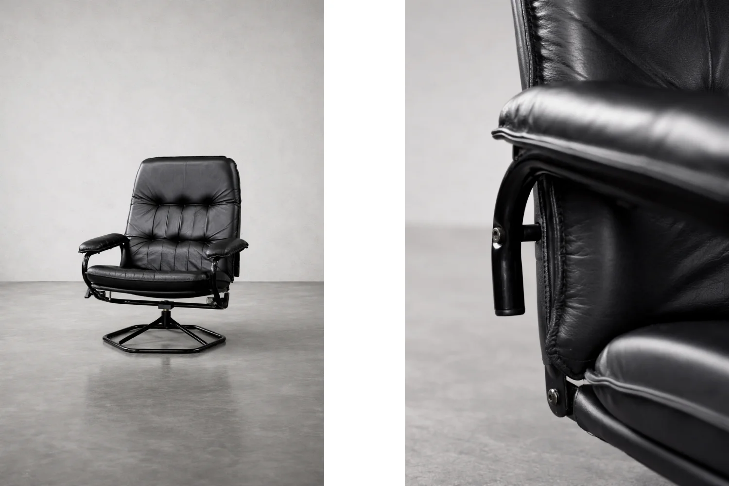 Modernist swivel armchair with footstool, Unico, Denmark, 1970s