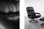 Modernist swivel armchair with footstool, Unico, Denmark, 1970s