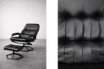 Modernist swivel armchair with footstool, Unico, Denmark, 1970s