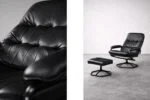 Modernist swivel armchair with footstool, Unico, Denmark, 1970s