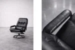 Modernist swivel armchair with footstool, Unico, Denmark, 1970s