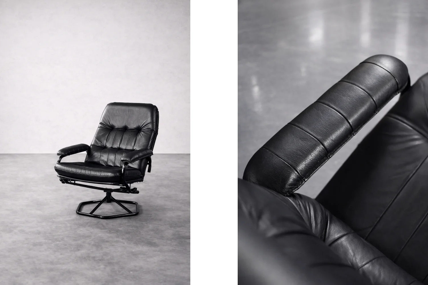 Modernist swivel armchair with footstool, Unico, Denmark, 1970s