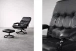 Modernist swivel armchair with footstool, Unico, Denmark, 1970s