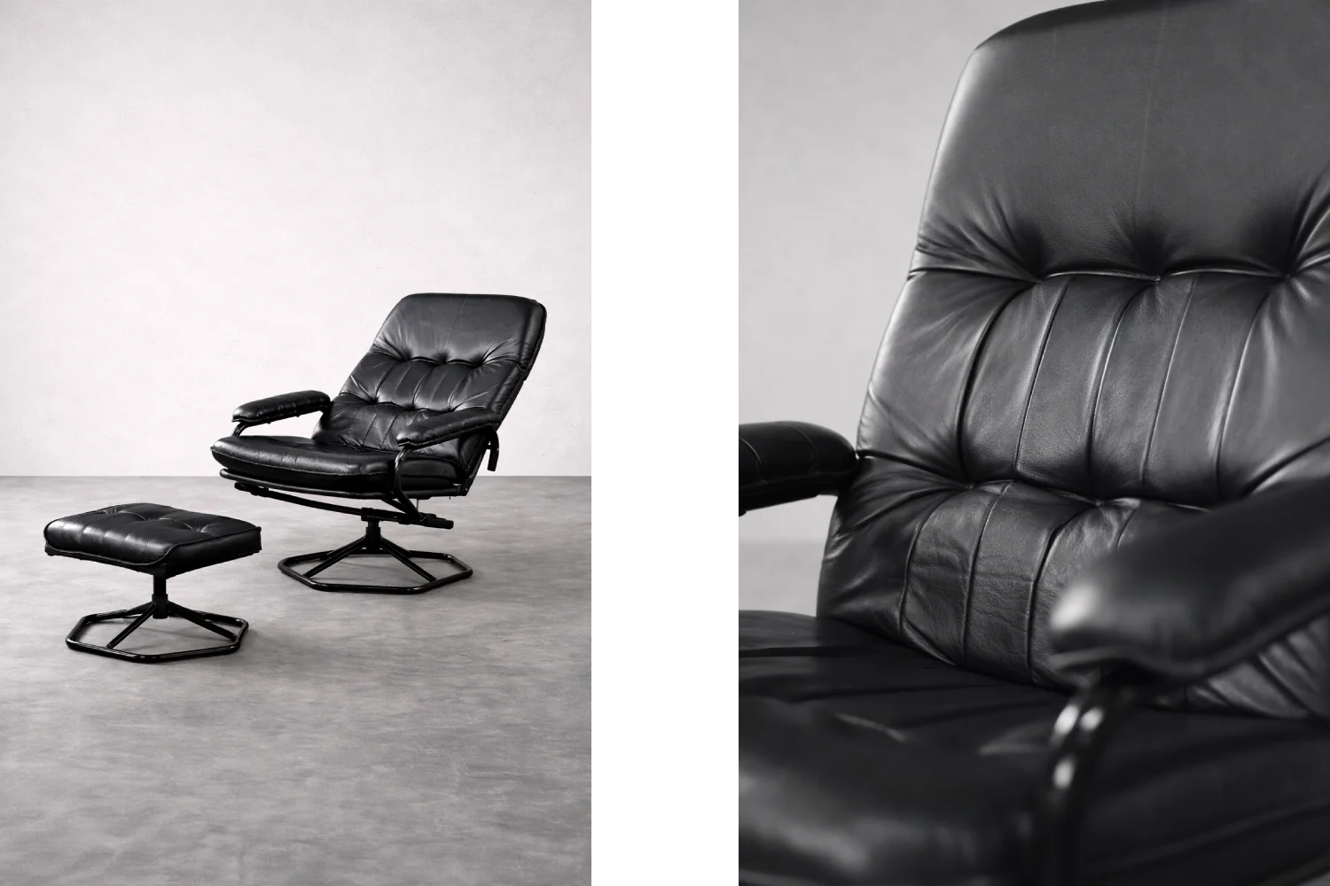 Modernist swivel armchair with footstool, Unico, Denmark, 1970s