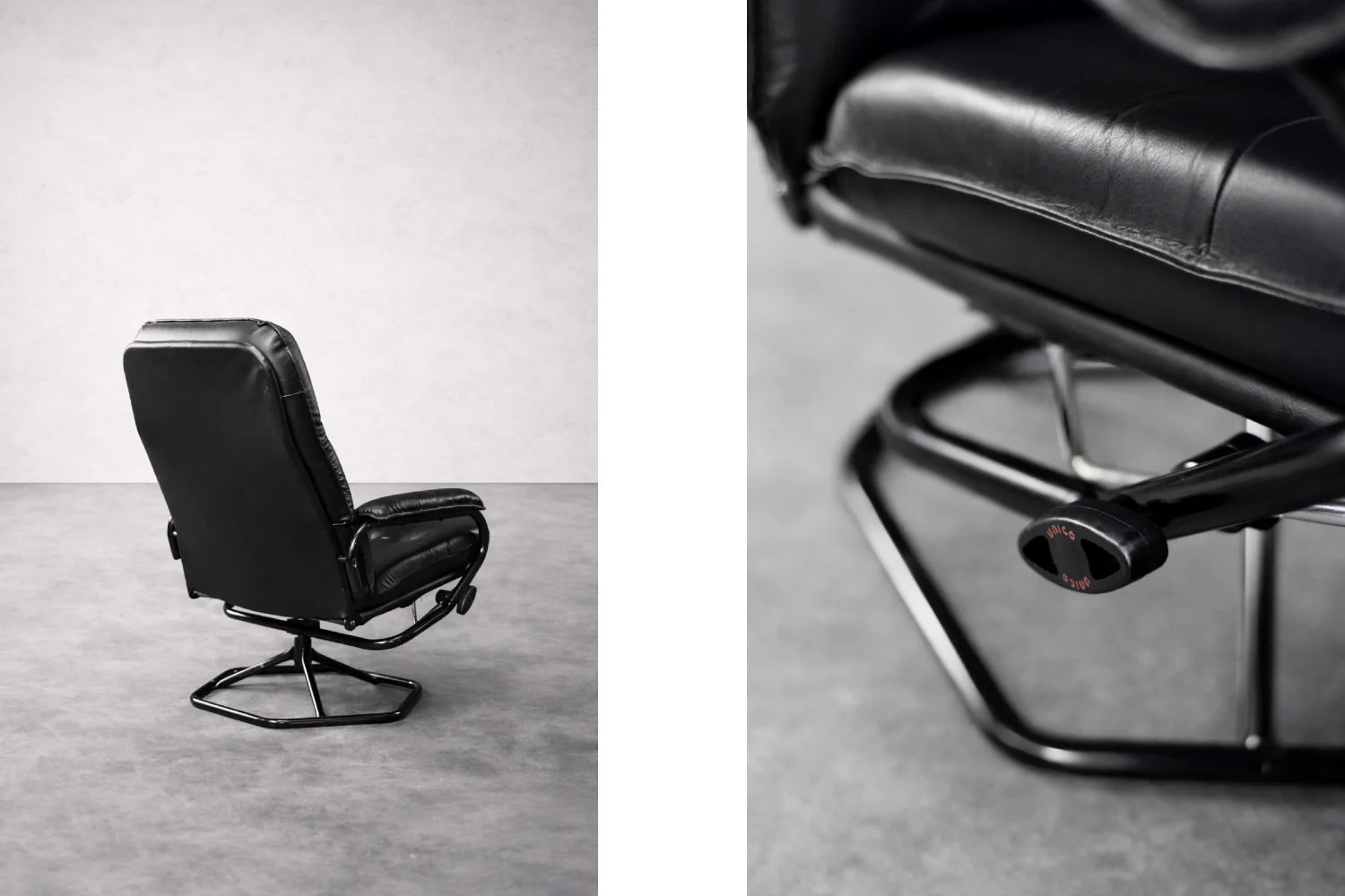 Modernist swivel armchair with footstool, Unico, Denmark, 1970s