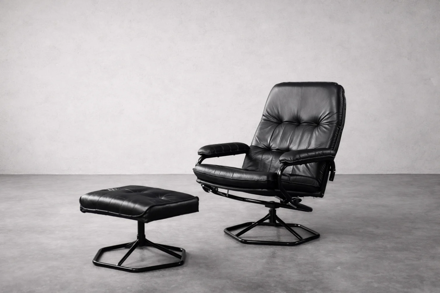 Modernist swivel armchair with footstool, Unico, Denmark, 1970s