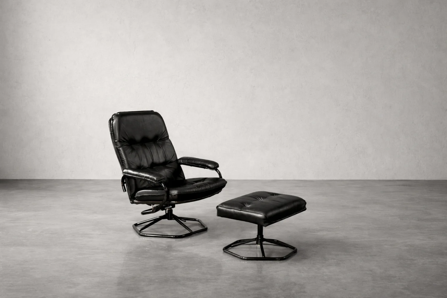 Modernist swivel armchair with footstool, Unico, Denmark, 1970s