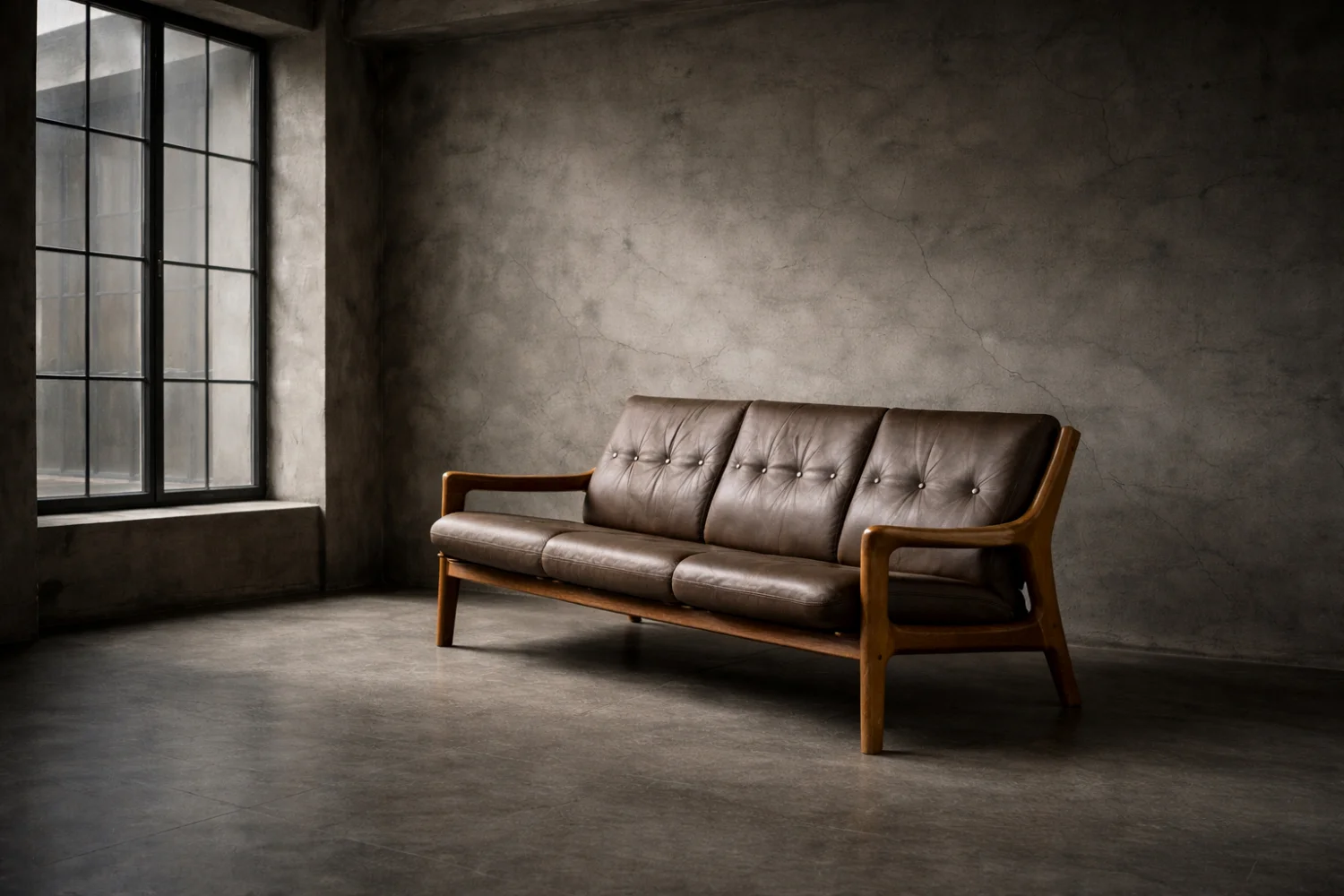 Skórzana sofa trzyosobowa, proj. Georg Thams dla A/S Vejen Polstermøbelfabrik, Dania, lata 60