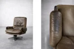 Leather swivel armchair, Musterring, Germany, 1960s