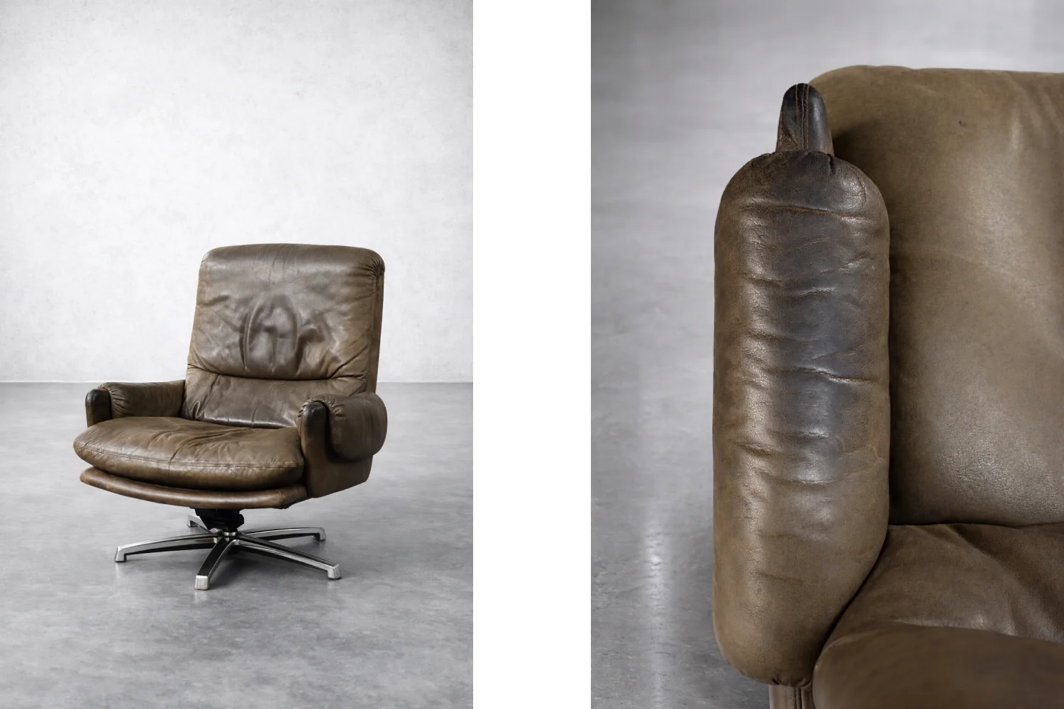 Leather swivel armchair, Musterring, Germany, 1960s