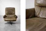 Leather swivel armchair, Musterring, Germany, 1960s