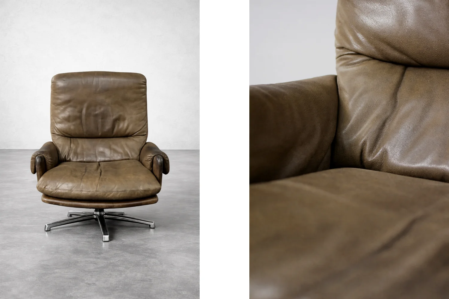 Leather swivel armchair, Musterring, Germany, 1960s