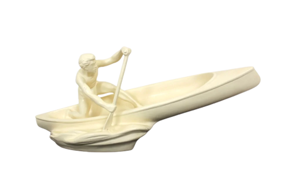 Ceramic Rower Figurine, Jihokera Bechyně, Czechoslovakia, 1950s