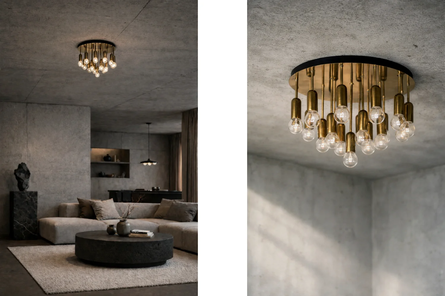 Brass flush-mount ceiling light / wall sconce, Cosack Leuchten, Germany, 1960s
