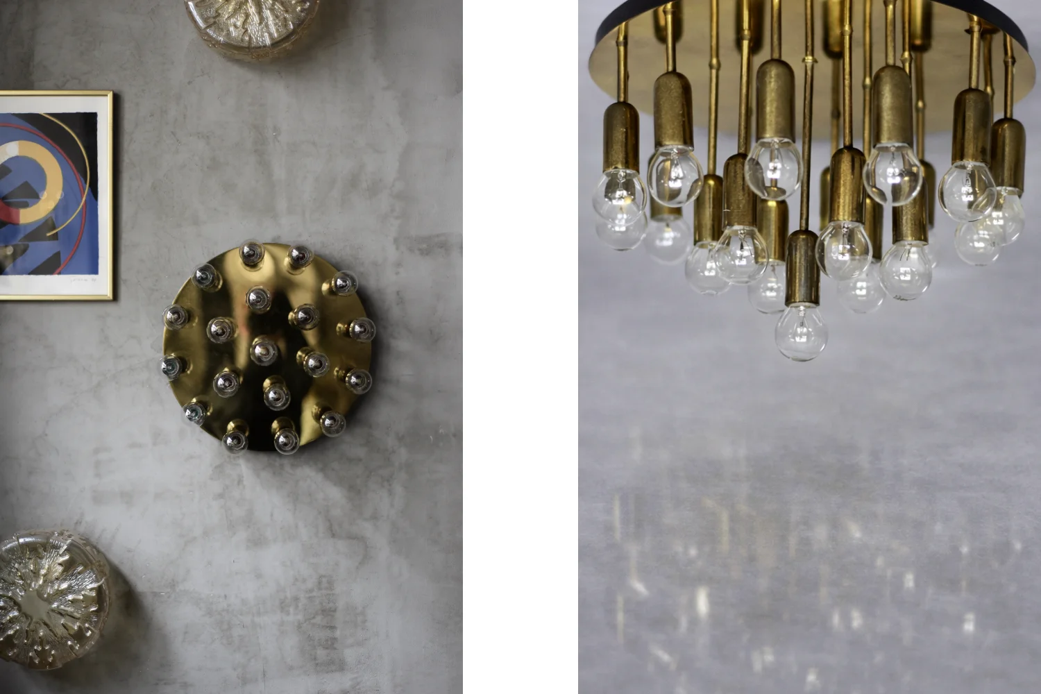 Brass flush-mount ceiling light / wall sconce, Cosack Leuchten, Germany, 1960s