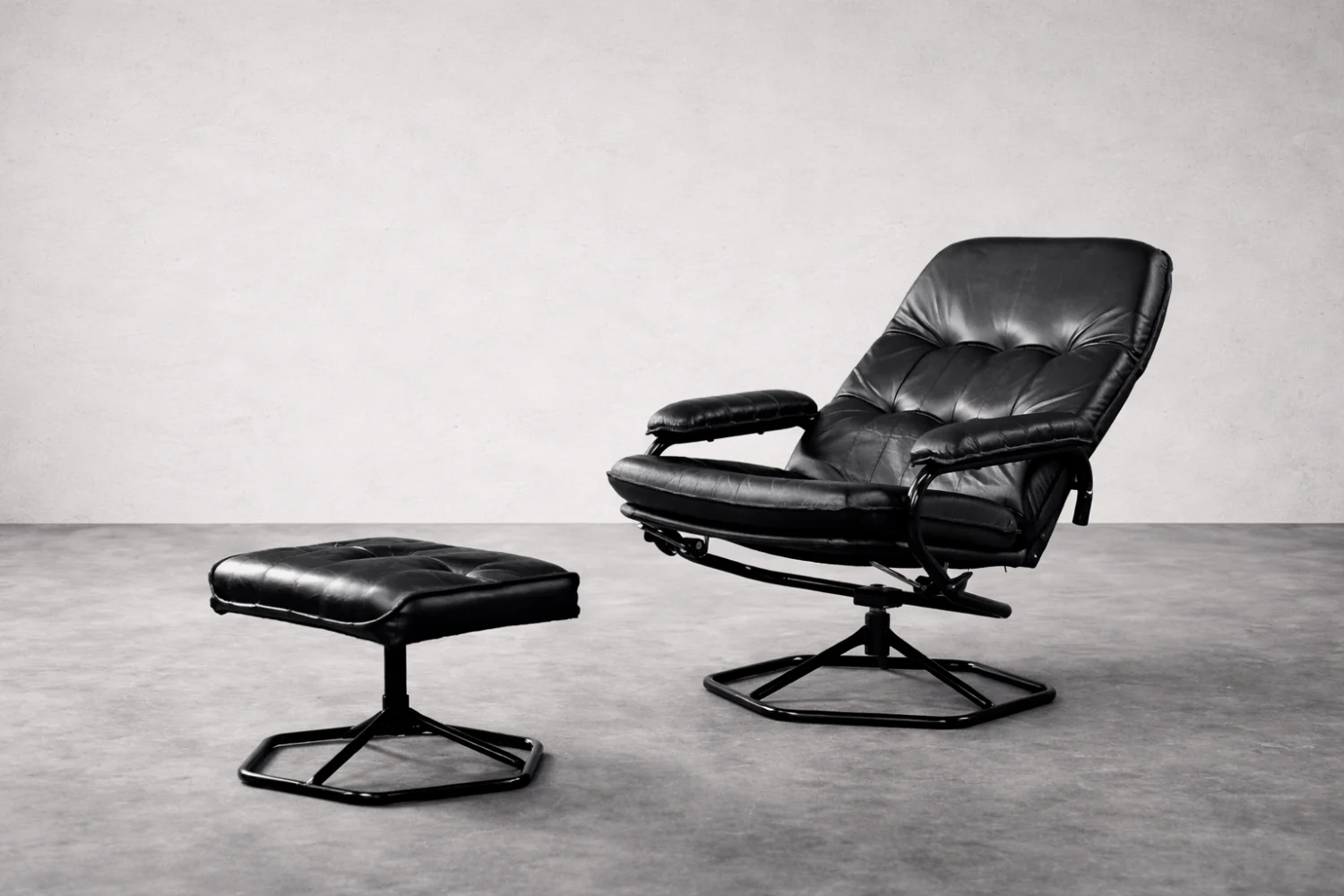Modernist swivel armchair with footstool, Unico, Denmark, 1970s