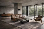 Skórzana sofa trzyosobowa, proj. Georg Thams dla A/S Vejen Polstermøbelfabrik, Dania, lata 60