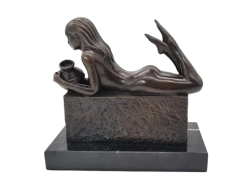 Bronze figurine of a woman representing Aquarius, Pino, 1970s