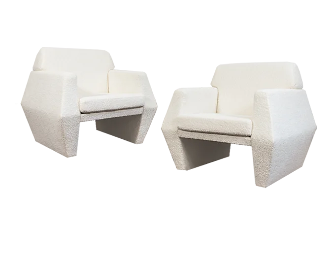Geometryczne fotele vintage, Lubuskie Fabryki Mebli, PRL, lata 70