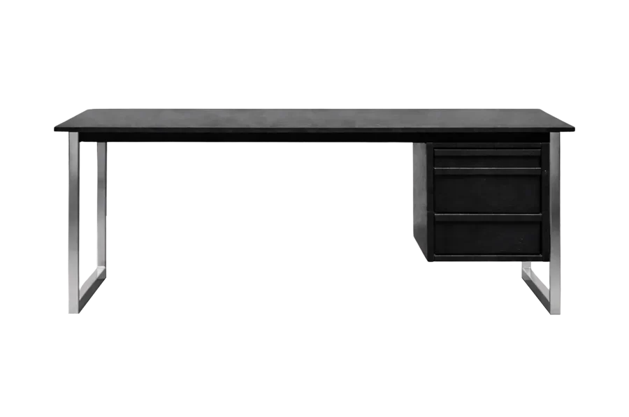 Minimalist oak desk with chrome base, Denmark, 1970s
