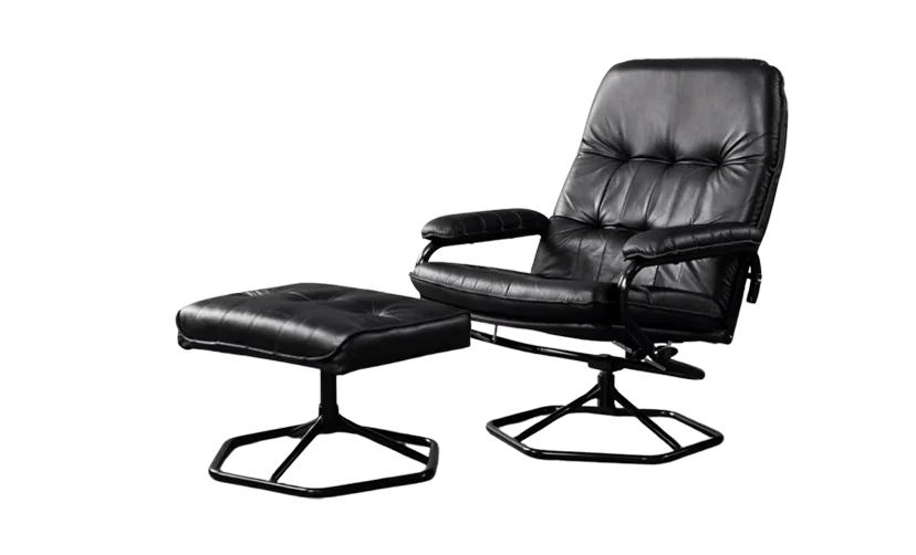 Modernist swivel armchair with footstool, Unico, Denmark, 1970s