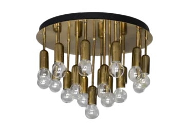 Brass flush-mount ceiling light / wall sconce, Cosack Leuchten, Germany, 1960s