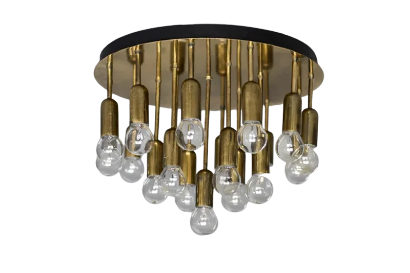 Brass flush-mount ceiling light / wall sconce, Cosack Leuchten, Germany, 1960s