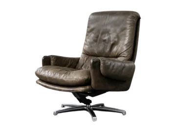 Leather swivel armchair, Musterring, Germany, 1960s